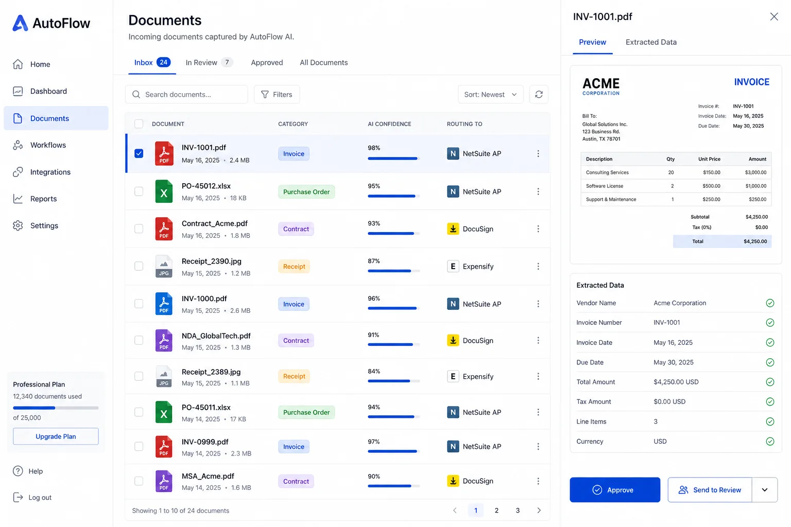 AutoFlow AI automation workspace with workflow builder and assistant — view 2