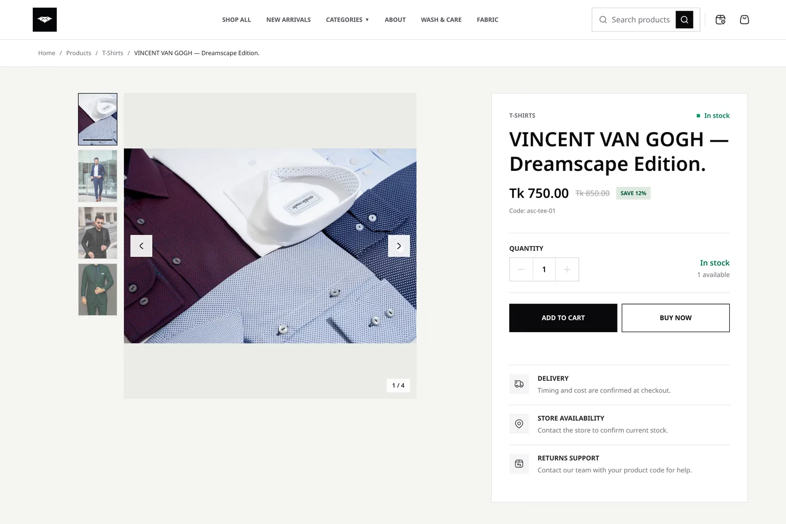 Ascendis clothing storefront homepage with editorial product photography — view 3