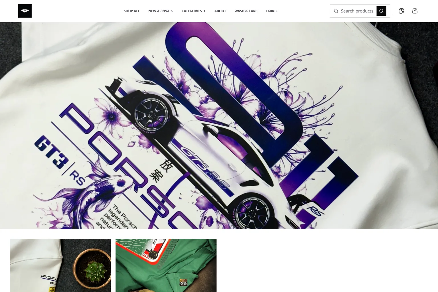 Ascendis clothing storefront homepage with editorial product photography