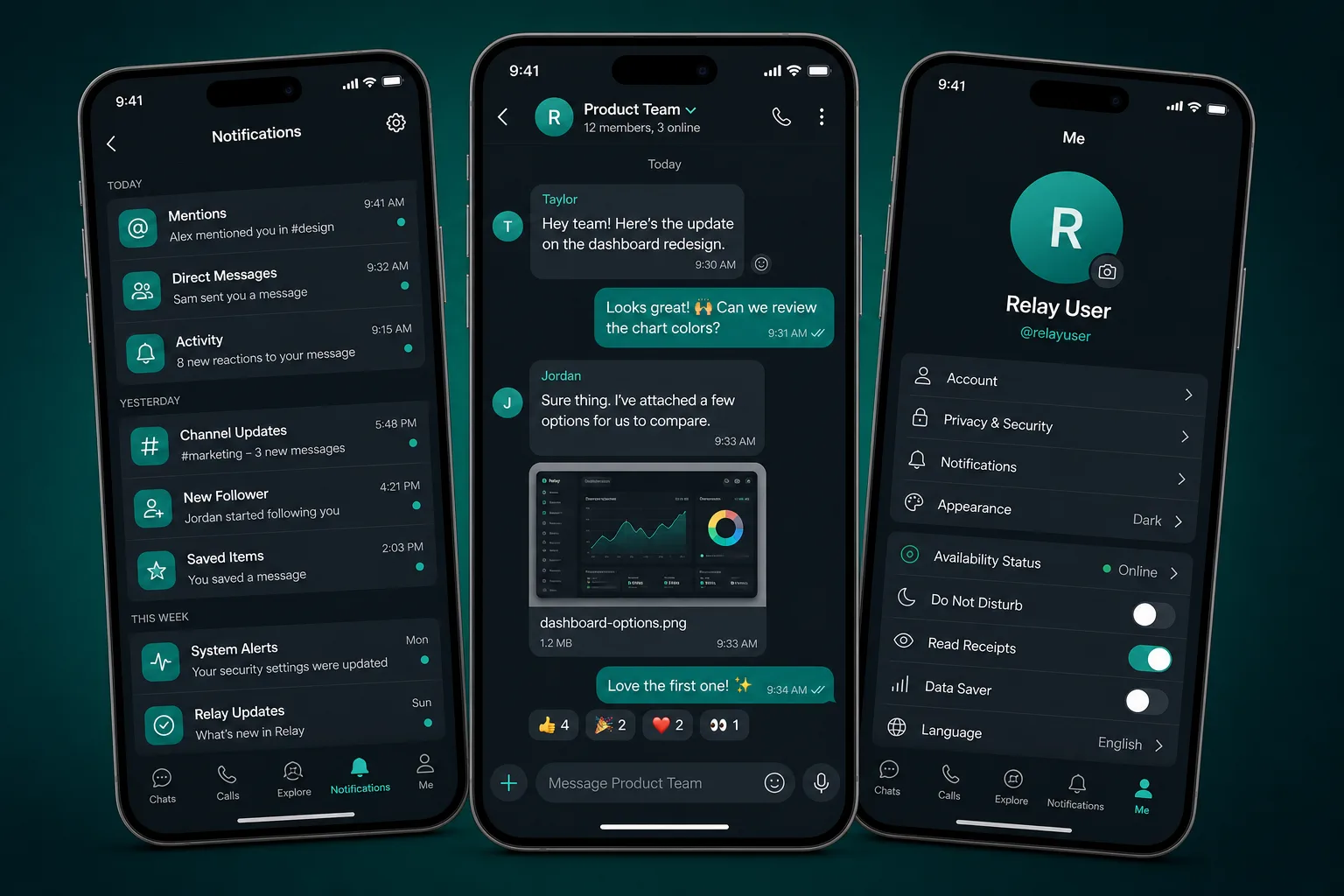 Relay messaging product showing web inbox beside mobile companion app — view 3